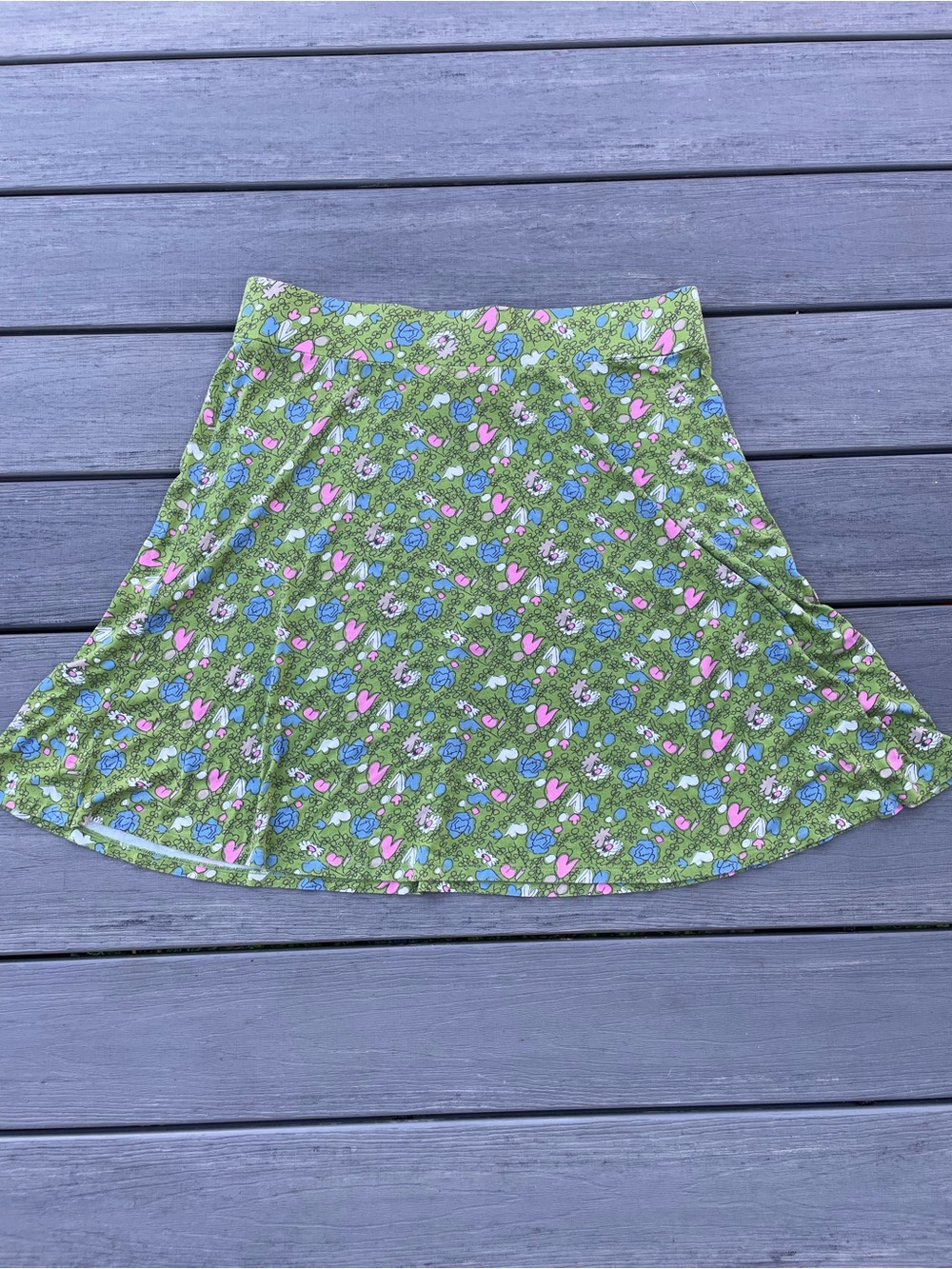 Boden green pink floral circle skirt size L
